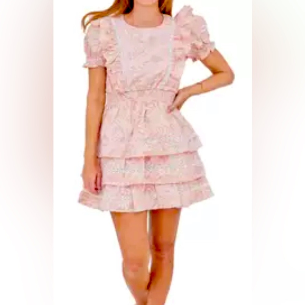 STS x PALM BEACH LATELY Smocked Waist Puff Sleeve Dress